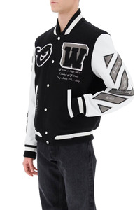 Men's Polyester/Cotton Breathable Varsity Windbreaker Jacket Plus Size Stand Embroidered Chenille Patches Letterman Baseball - Product Image 2