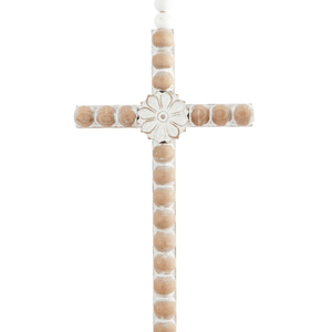 Modern Designed <b>Light</b> Brown Wood Carved Beaded Crosses Biblical Wall Decor with <b>Rope</b> Hanger Set of 3 Bulk Supplies - Product Image 3