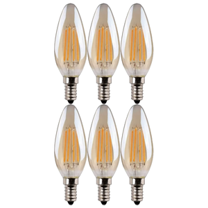 ไฟ LED รูปทรงเทียน G45 4W แสงวอร์ม/เหลือง 2200K ฐานคริสตัลละเอียด ตัวเรือนสีทอง สำหรับที่อยู่อาศัย 6 ชิ้น Don Feliz CRI80 100lm/W - Product Image 1