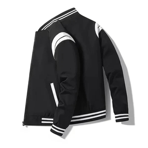 Veste coupe-vent de rue pour hommes veste de survêtement zippée en polyester noir bloc de couleur veste de pulvérisation coupe-vent pour hommes en plein air - Product Image 1