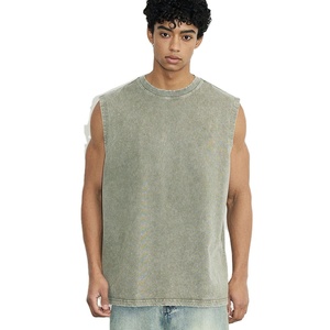High quality Summer Men Tank <b>Top</b> and Acid Wash 100% cotton gym and Streetwear <b>Distressed</b> Customize Sleeve Tank <b>top</b> for men - Product Image 4