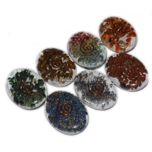 Vente en gros de cristaux de pierres précieuses naturelles personnalisées pour la guérison 7 pierres chakras mélangées pierre ovale d'orgone pour la fabrication de bijoux et la décoration - Product Image 3