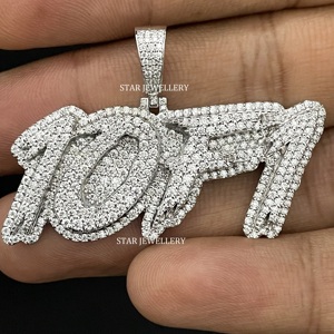 Colgante personalizado de Plata de Ley 925 Iced Out VVS Moissanite, colgante de moissanite VVS Iced out, colgante de letra VVS Moissanite, - Product Image 6