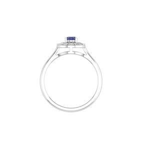 Anello con Tanzanite Naturale Taglio Ovale 5x4 e Halo di Topazio Bianco, Classico Anello di Fidanzamento - Product Image 1