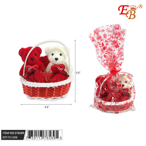 Canasta de Regalo con Forma de Corazón de 11.4X8.5X15 con Dos Osos, 72 Piezas/Caja, para el Día de San Valentín, Modelo 376589 - Product Image 1