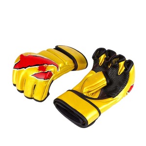 Gants MMA sur mesure de haute qualité demi-doigt en cuir synthétique entraînement au combat professionnel gants MMA imprimés extensibles - Product Image 5