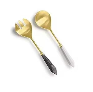 Ensemble de serveurs à salade de luxe avec couverts en acier inoxydable, écologiques et compatibles lave-vaisselle, pour la maison, les restaurants et les mariages - Product Image 5