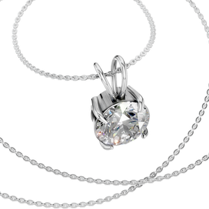 Collar de Moda para Mujer con Colgante de Moissanita de Una Sola Piedra de Estilo Clásico, Cadena de Eslabones de Oro Sólido de 14K, Certificado IGI - Product Image 3