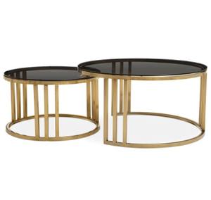 Table basse ronde de salon en acier inoxydable, offre spéciale, meuble en or ou en noir et marbre - Product Image 1