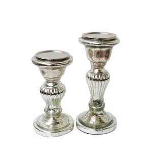 Ensemble de porte-bougies personnalisés en métal argenté et en verre |   Supports de bougies décoratifs de Noël en gros pour une décoration intérieure élégante - Product Image 1