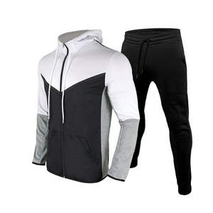 Ensemble de survêtement deux pièces pour hommes, design sportif, fitness, gym, jogging, colorblock, vente en gros - Product Image 1