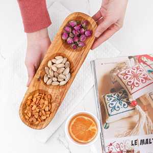 Plateau de service en bois d'olivier plat divisé - Product Image 1