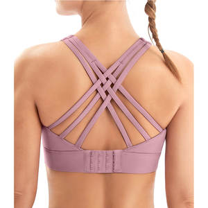 Soutien-gorge de sport tendance pour femme, maintien élevé, sans coutures, logo simple sur le devant, en Spandex/Nylon, fabriqué au Pakistan, nouveau design 2025 - Product Image 3
