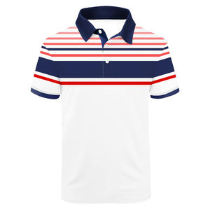Vêtements de sport en gros pour le golf : T-shirts rayés à col assorti en mélange polyester-spandex, manches courtes, anti-plis, pour hommes - Product Image 1