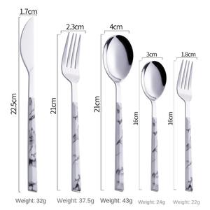 Juego de cubiertos de cabeza de plata de lujo con mango de mármol de diseño, cubiertos multiusos para comedor, servir cocina y mesa de fiesta - Product Image 2