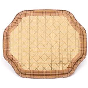 Plateau de service en bois à bord ondulé incurvé 160x190mm rose élégant caractéristiques décoratives rotin nacre perle pour servir du café - Product Image 2