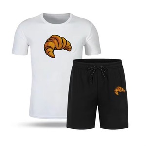 Survêtement Patchwork t-shirt et short 2 pièces ensemble pour hommes été en gros LOGO personnalisé joggeurs vêtements de sport salle de sport - Product Image 5