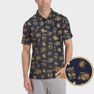 เสื้อโปโลผู้ชายแขนสั้น แห้งเร็ว ระบายเหงื่อ สำหรับกอล์ฟ ผ้าเทอร์รี่ คอปก พร้อมโลโก้พิมพ์ดิจิทัลตามสั่ง - Product Image 3