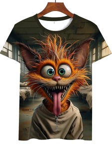 เสื้อยืดลายกราฟิกสำหรับผู้ชายเสื้อลำลองคอกลมพิมพ์ลายผ้าไหมระบายอากาศได้ดีป้องกันการเกิดขน100% - Product Image 4