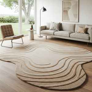 Alfombra moderna de terracota de 5x7 con diseño abstracto y textura suave para sala de estar o dormitorio - Product Image 1