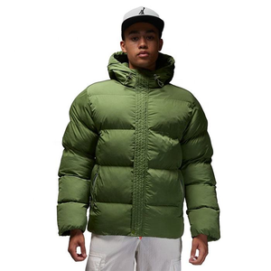 Veste matelassée à capuche vert olive clair pour homme, épaisse et chaude, hiver, 100 grammes, fermeture éclair sur le devant, streetwear, vêtements d'extérieur - Product Image 1