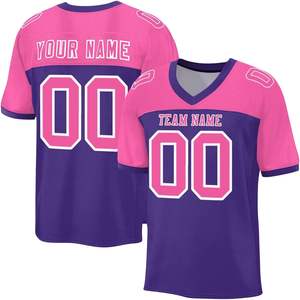 Uniformes de football américain OEM Maille personnalisée Polyester à séchage rapide Manches rayées Impression par sublimation Logo de l'équipe Nom Numéros - Product Image 1