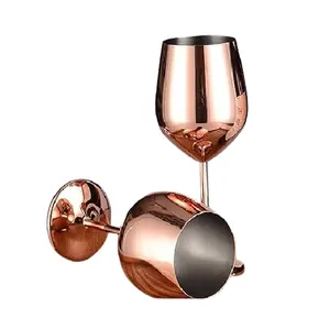 Copo de vinho com acabamento de cobre brilhante de metal de alta qualidade mais popular com conjunto de 2 copos para beber cerveja com preço mais baixo