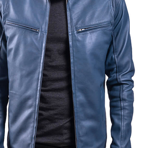 Lightweight <b>Retro</b> Fashionable Windbreaker for Men Breathable Stand Collar <b>Leather</b> <b>Jackets</b> - Product Image 5