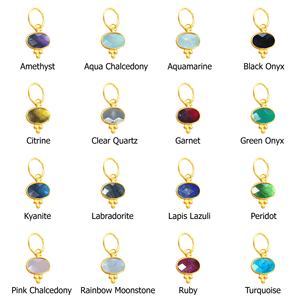 925 argent Sterling or Vermeil facettes Aqua calcédoine ovale 4x6mm pierres précieuses pendentif fantaisie lunette réglage diamant saut bijoux - Product Image 5