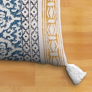 Oreiller entreprises 100% coton housse de coussin à la main motif floral et rayé broderie taies d'oreiller bloc imprimé oreillers - Product Image 4