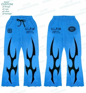 Trajes de sudor personalizados con lavado ácido, conjuntos de chándales completos acampanados bordados con apliques de cremallera gruesa de algodón y pantalones de chándal para hombres - Product Image 6