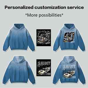 High Quality 420G Pure Cotton Men's <b>Retro</b> <b>Sweatshirt</b> Customized Logo Gradient HoodIE - Product Image 5