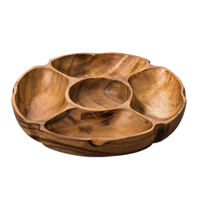 Plat de service tendance en bois pour chips et trempettes, plateau en bois divisé pour snacks, salades, desserts et fruits - Product Image 6