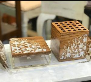 Quemador de incienso con incrustaciones de madera de gran venta, juego completo de quemador Bakhoor con caja a un precio muy barato, listo para enviar, fabricado en Mubkhara por GGO - Product Image 6