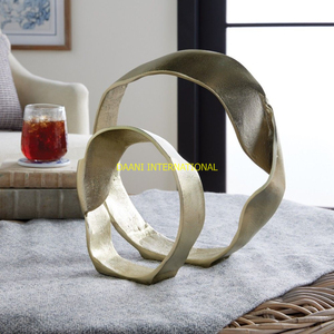 Modern Abstract Gold Loop Sculpture Set Luxury Art Figurine Decorative Accent for Home Office Tabletop Console Shelf Decor - Product Image 1