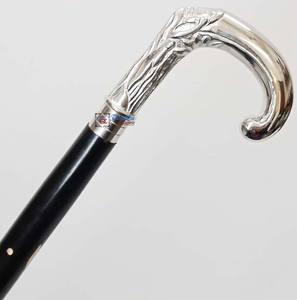 Bastón Plegable de Madera Negra de Alta Calidad Premium con Mango de Latón Niquelado, Diseño Art Deco Hecho a Mano para Personas Mayores - Product Image 2