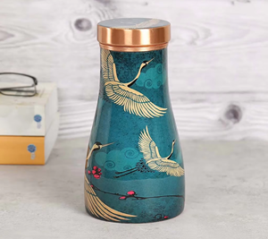 Carafe en cuivre bleu avec couvercle - Écologique, grande capacité, design portable, réduit les bouteilles à usage unique, durable pendant des années - Product Image 3