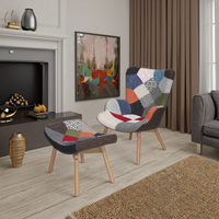 Mobilier moderne Fauteuil de salon Fauteuil simple rembourré en patchwork relaxant Fauteuil de détente