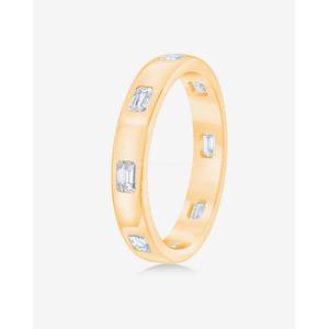 Bague d'éternité en diamant cultivé en laboratoire certifié GIA/IGI en or 10 carats Bague de mariage/de fiançailles en diamant taille émeraude Bague de mariage en or blanc - Product Image 1