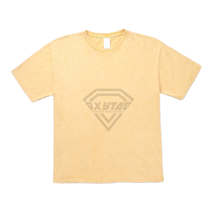 Camisetas de hombre lavadas desgastadas Vintage cuello redondo ropa de calle lavado ácido Vintage logotipo personalizado y camiseta transpirable de tamaño - Product Image 6