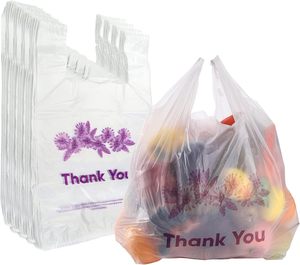 Bolsas para camisetas de HDPE/LDPE impresas personalizadas de alta calidad, uso en supermercados, precio de materiales reciclados - Product Image 1