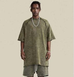 เสื้อยืดซักด้วยกรดเสื้อโอเวอร์ไซส์สำหรับผู้ชายเสื้อซักด้วยกรดเสื้อคอกลมแขนสั้นซักหินเสื้อยืดสำหรับผู้ชาย - Product Image 1