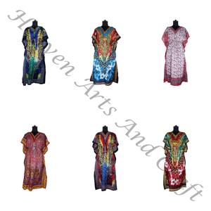 KFL022 Moda sin mangas de seda pura Kaftan largo Tallas grandes Ropa de dormir para mujer - Product Image 4