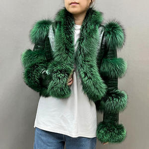 Recién llegado, abrigo de piel de cuero con patrón de cocodrilo para invierno, chaquetas de piel de oveja genuina para mujer con piel de zorro - Product Image 2