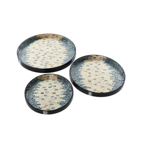 Nouvel arrivage de plateau de service élégant décor de table snacks sucrés plateau de service rond en nacre jaune au meilleur prix - Product Image 3