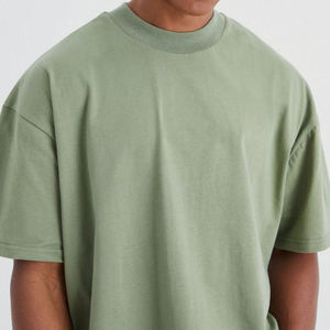 T-shirt décontracté pour homme, vert sauge olive, uni, coupe ample et décontractée, manches courtes, col rond, style streetwear - Product Image 2