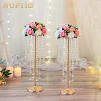 Suporte de Metal para Flores Modelo MFS029 da Marca DCI, Mais Vendido no Atacado, Decoração de Mesa para Casamento com Diamantes e Pérolas