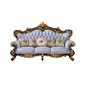 Juego de sofá de madera maciza Suar de caoba de teca Europea clásica para sala de estar, muebles duraderos para Villa de Hotel, apartamentos de Color Natural - Product Image 2