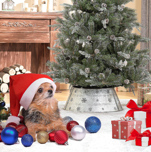 Collar de árbol de Navidad redondo de Metal martillado de latón AK en níquel acabado con diseño de corte láser para decoración del hogar/Decoración de Navidad - Product Image 3