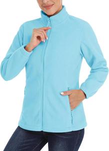 Veste polaire douce d'hiver pour femme avec fermeture à glissière et poches pratiques en coton imprimé offre chaleur et commodité - Product Image 2